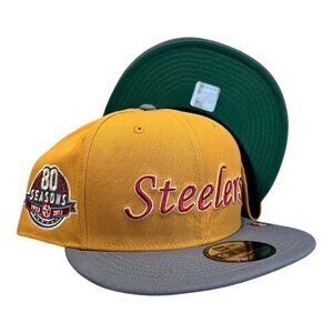 New Era Pittsburgh Steelers 9FIFTY Snapback Hat Panama Tan 80th Year Side Patch
